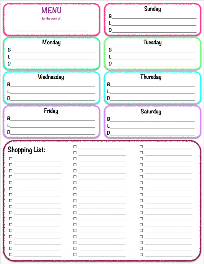 10 The Best Free Printable Meal Plan Weekly Grocery List