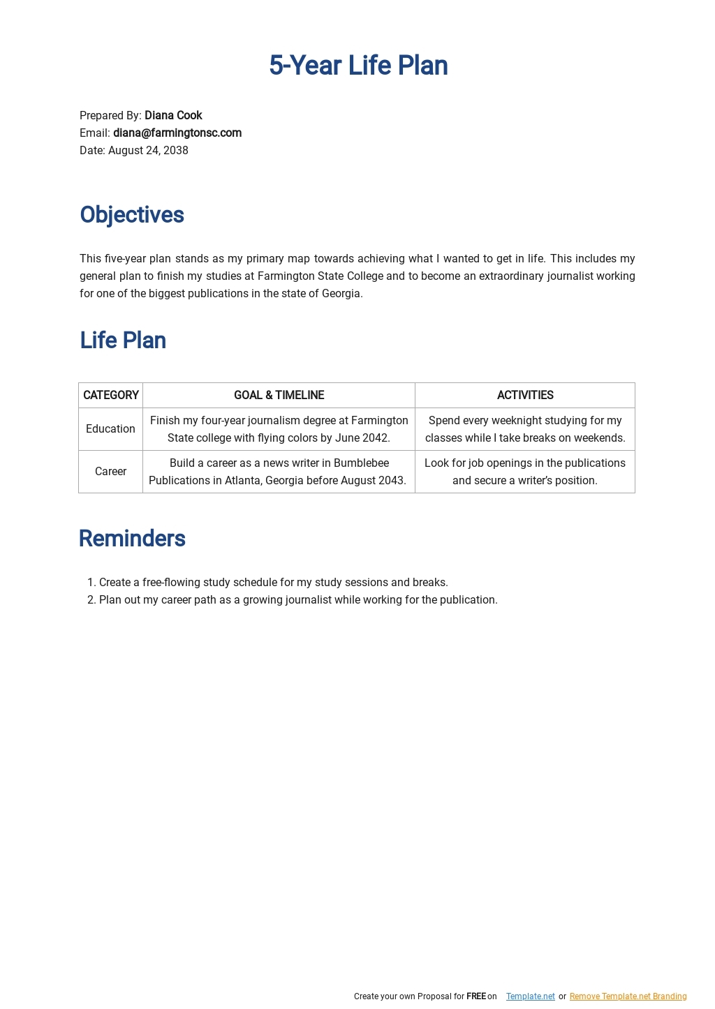10 Year Life Plan Template Google Docs Word Apple Pages PDF 