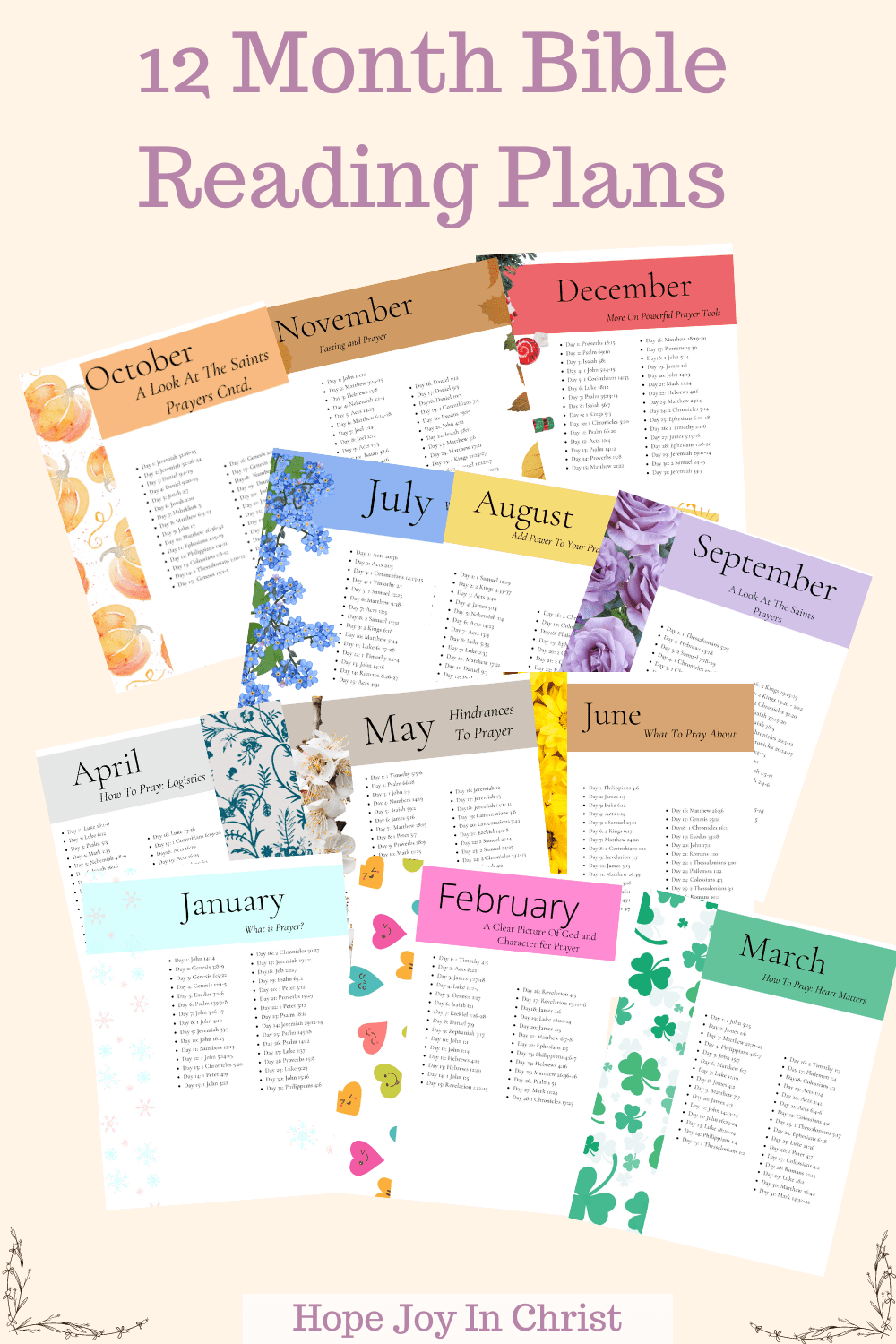 12 Month Bible In A Year Reading Plan Printable