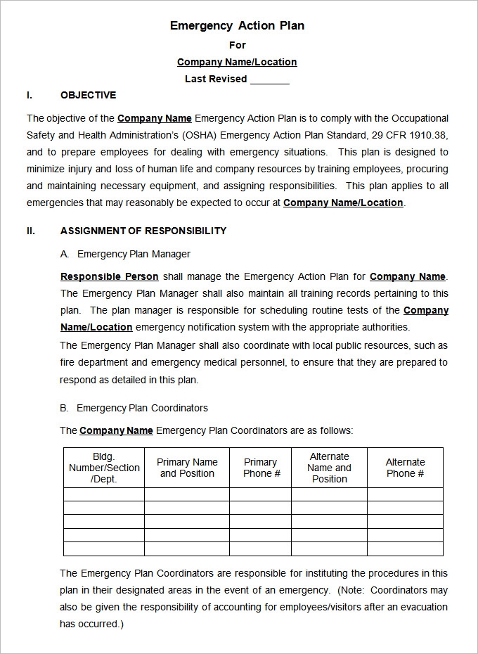 15 Emergency Action Plan Template Word Excel PDF