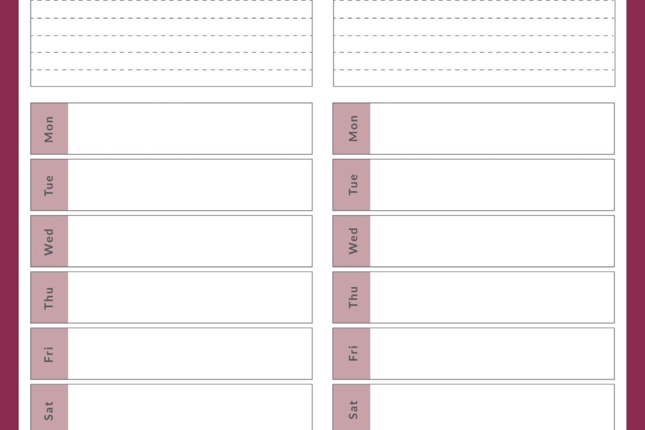 2 Week Planner Printable
