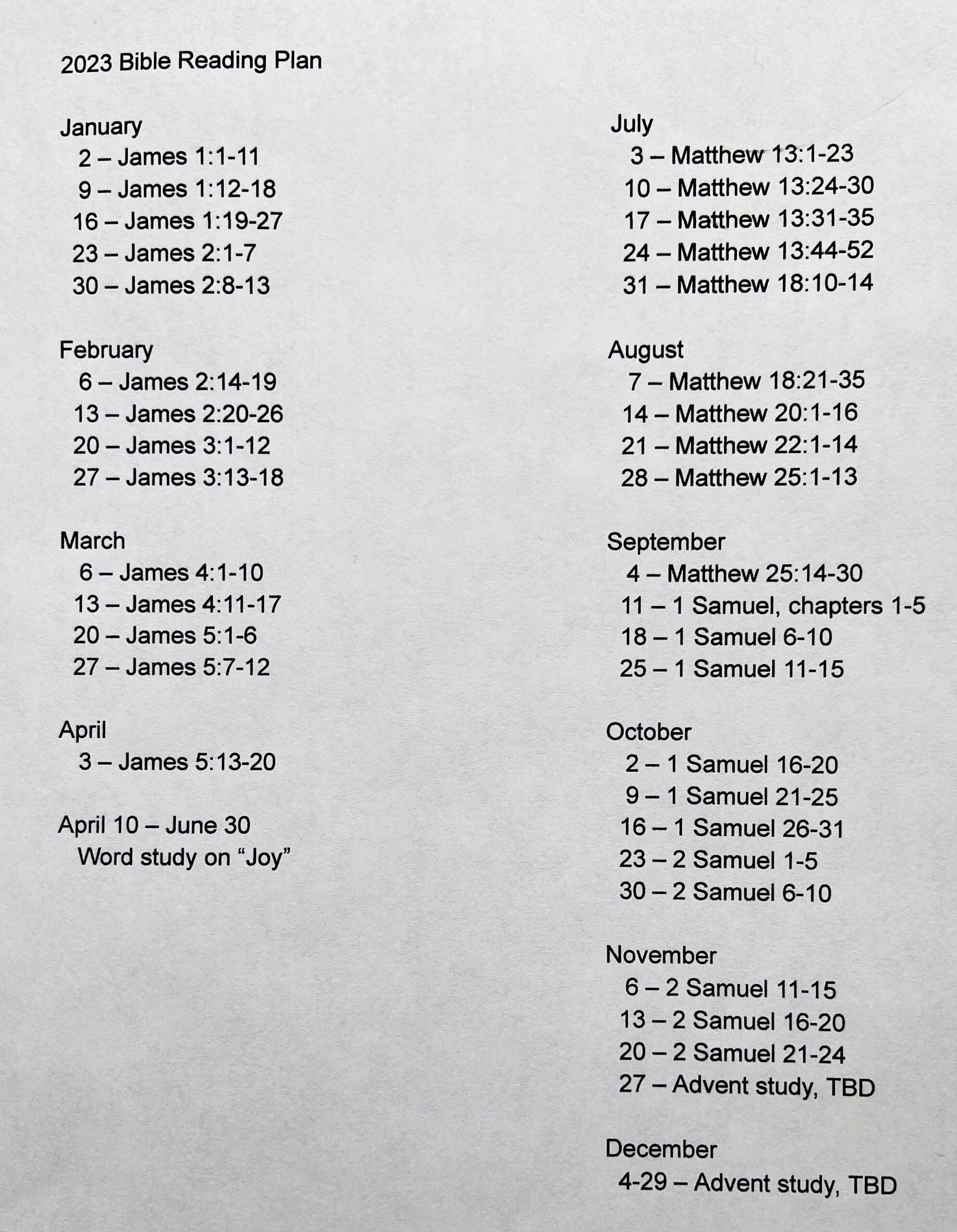 2023 Bible Reading Plan A Small Drop Of Ink