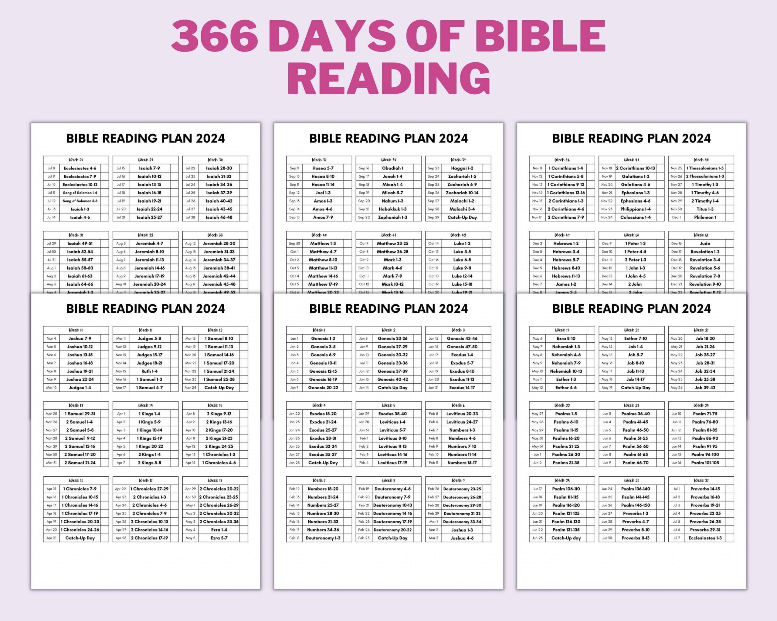 2024 Printable Bible Reading Plan Read The Bible In 1 Year Christian 