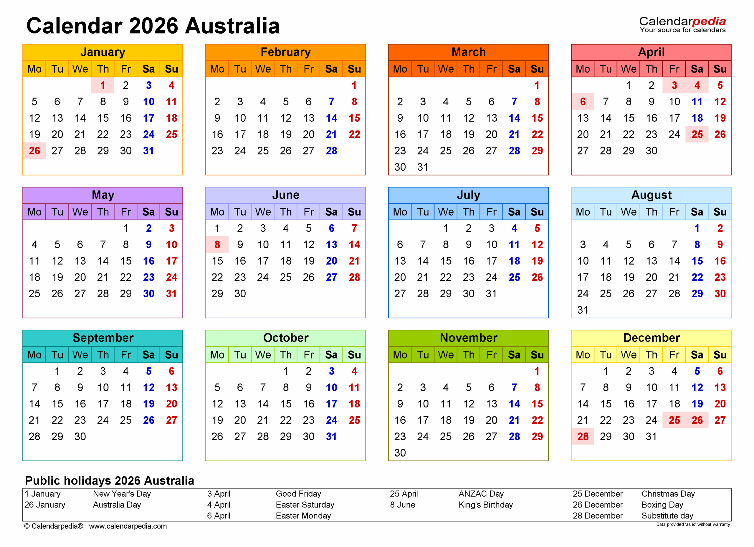 2024 Printable Calendar Free Australia Petra Clemmie