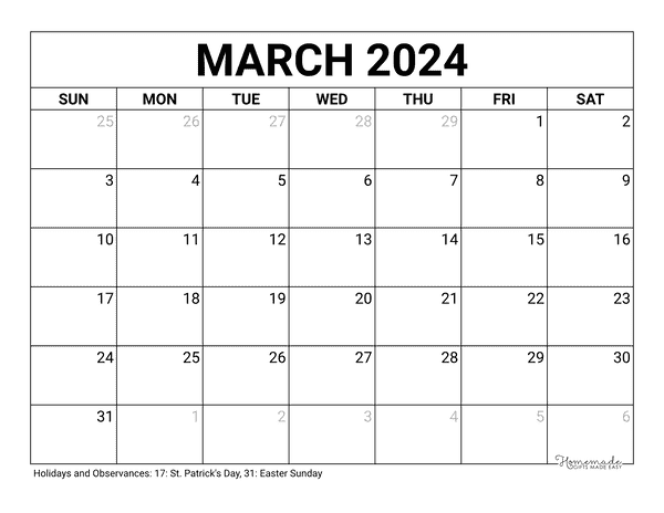 2024 Printable Calendar Homemade Gifts Made Easy Way Calendar HD 2024