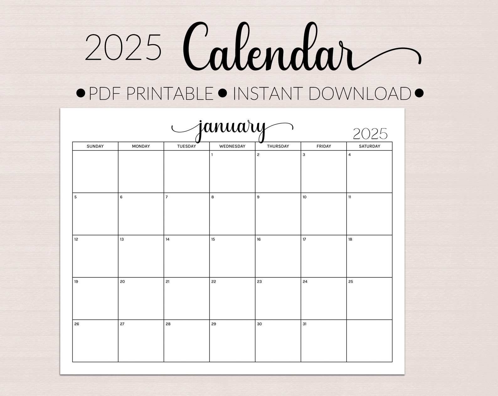 2025 Monthly Printable Planner Landscape Monthly Planning 