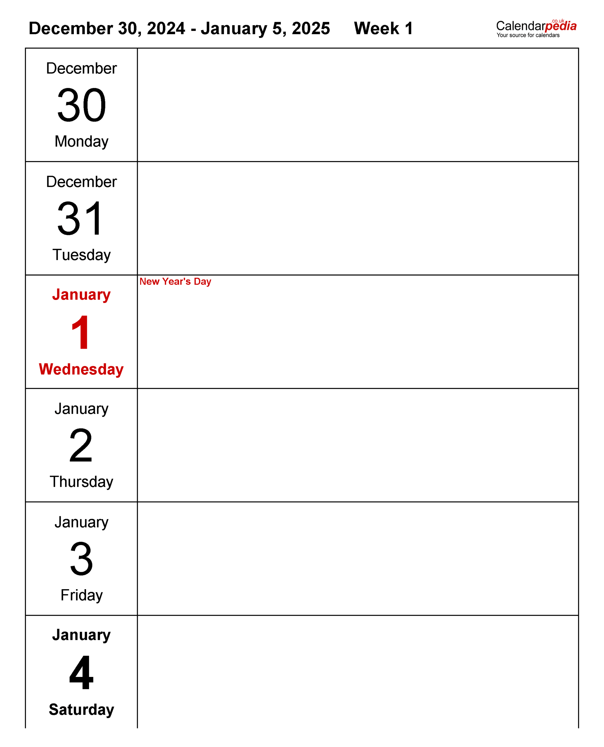 2025 Printable Weekly Calendar Free Joan Ronica