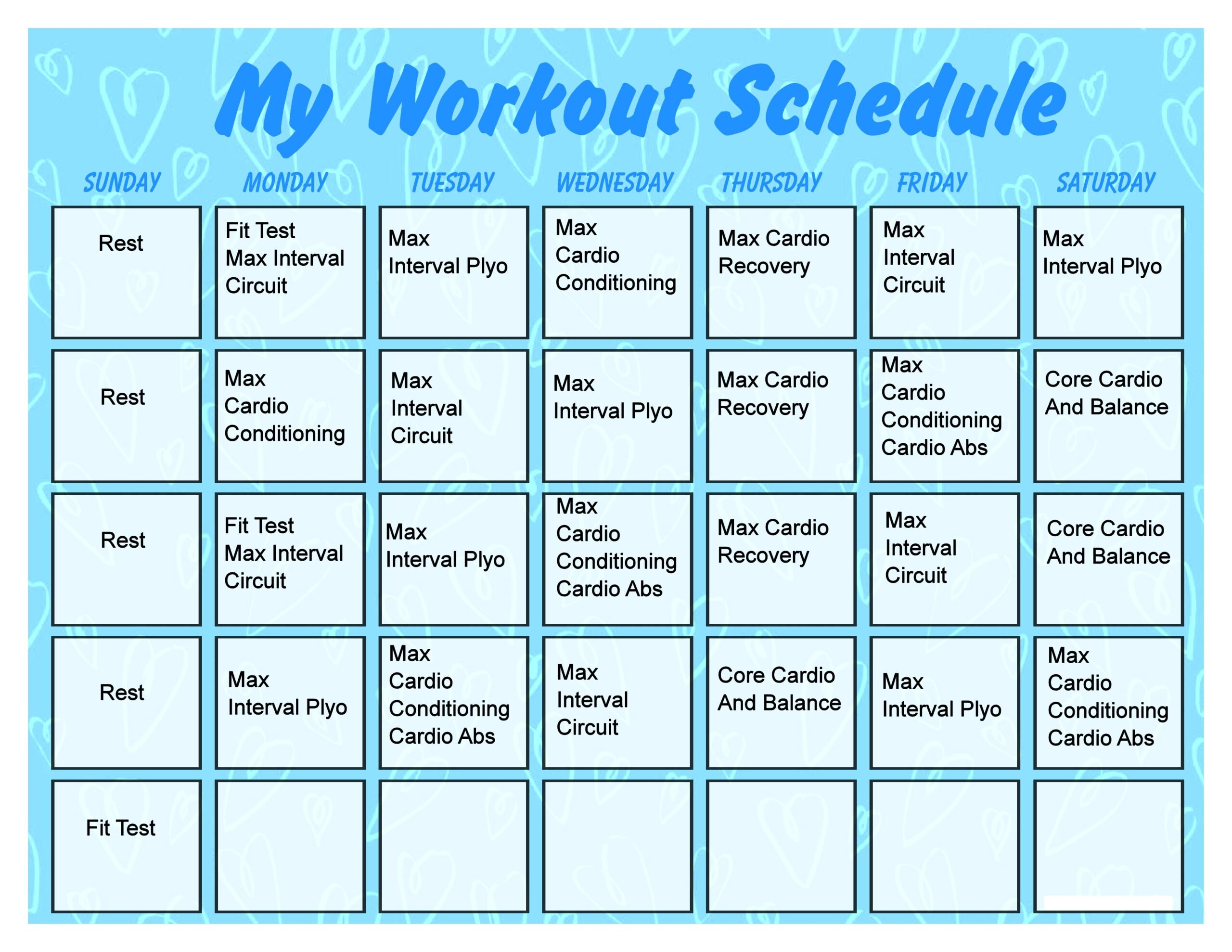 2025 Workout Calendar Printable Free Ibby Kimmie