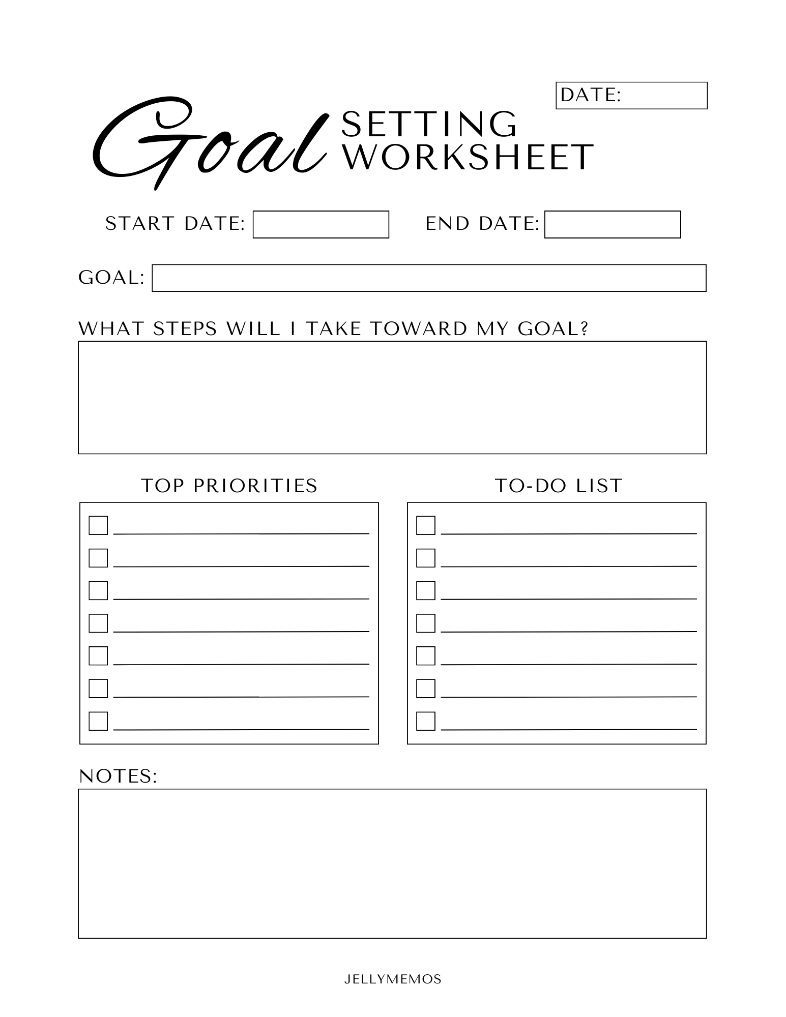 25 Monthly Focus Ideas Goal Setting Printables JellyMemos Goal 