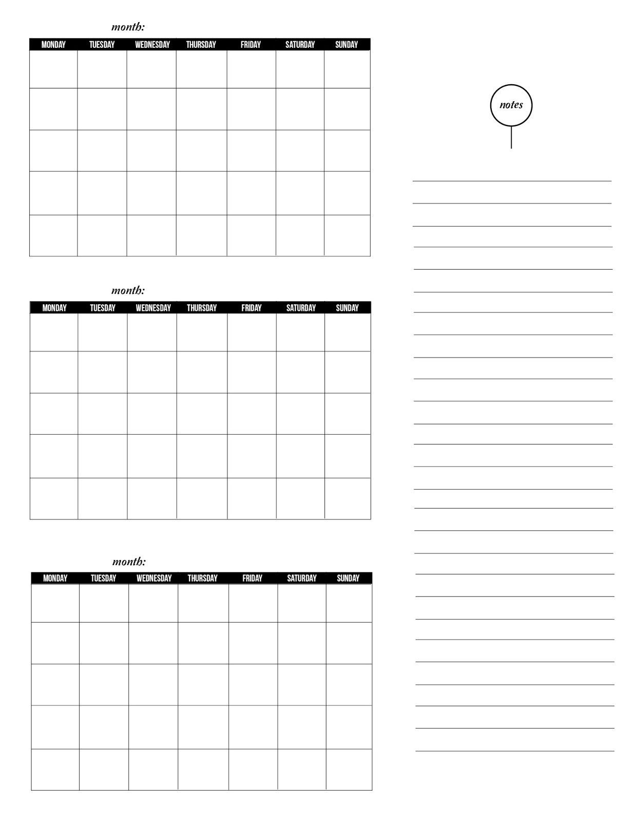 3 Month Calendar Free Printable Calendar Printables