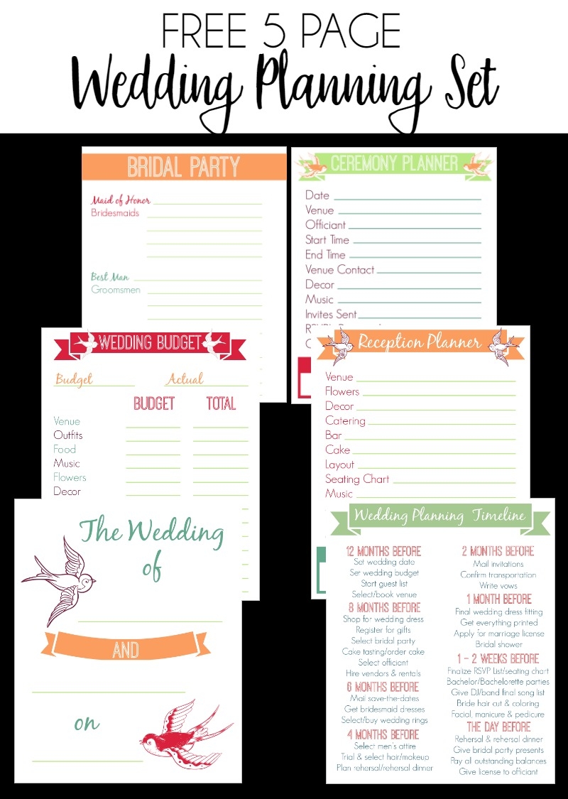 30 Page Wedding Planning Printable Set Bread Booze Bacon