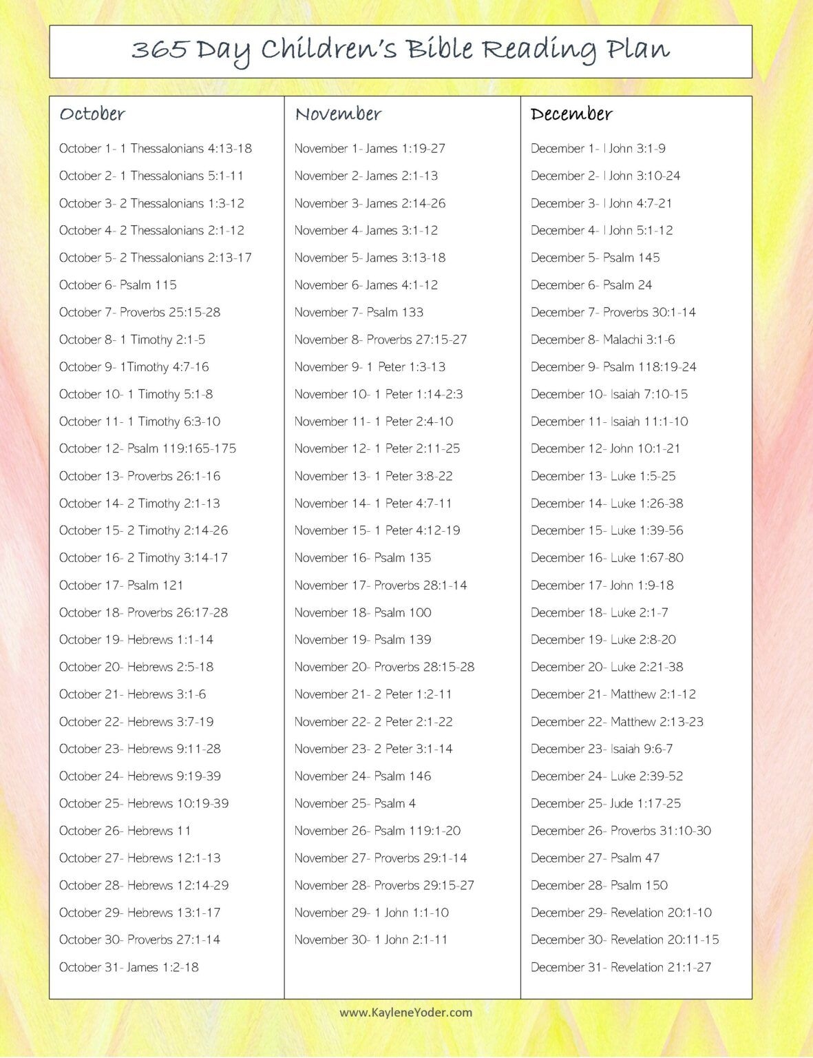 365 Bible Reading Plan Printable