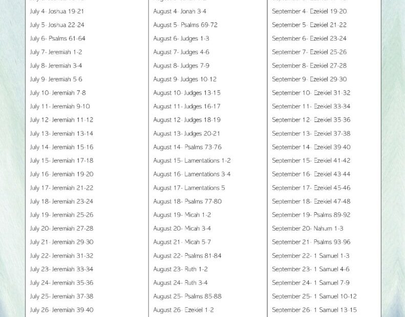 365 Bible Reading Plan Printable