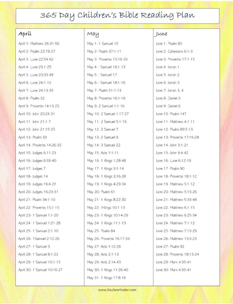 365 Day Bible Reading Plan For Kids Artofit