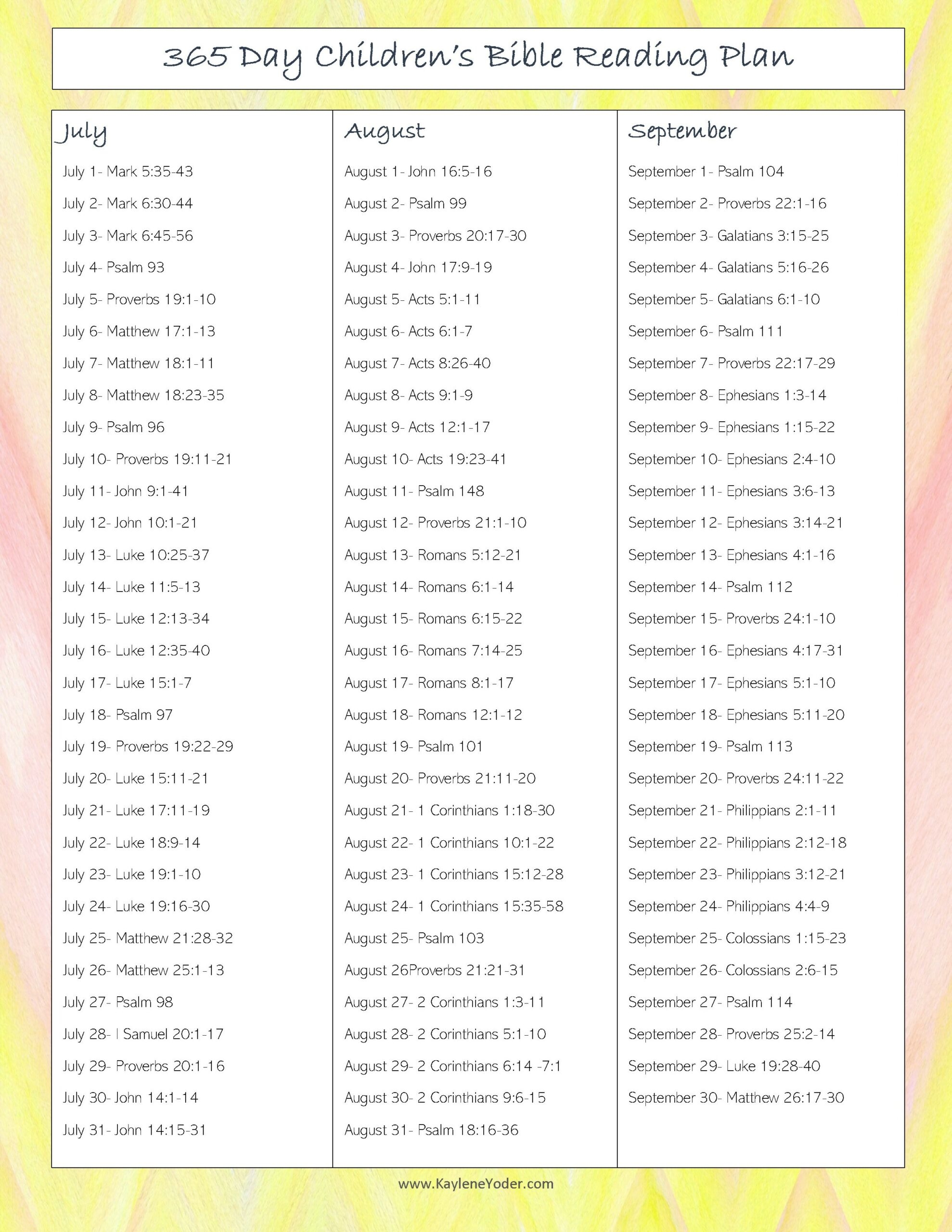 365 Day Bible Reading Plan Printable