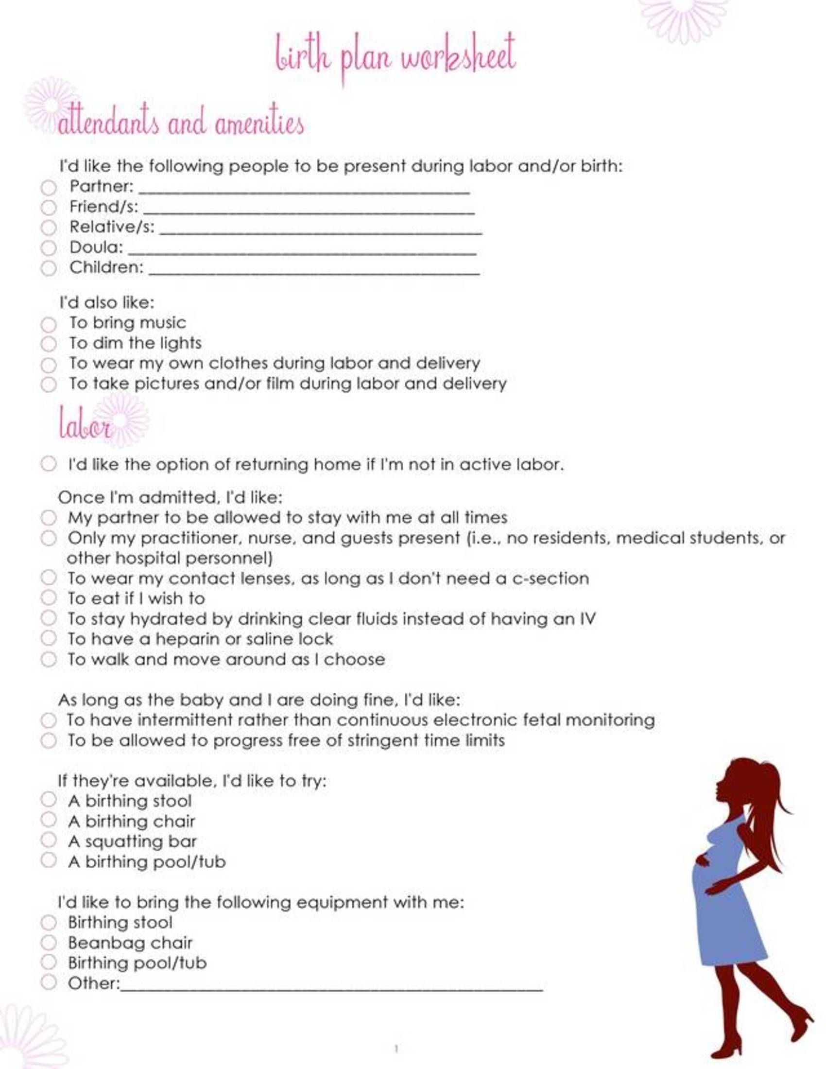 47 Printable Birth Plan Templates Birth Plan Checklist Birth 
