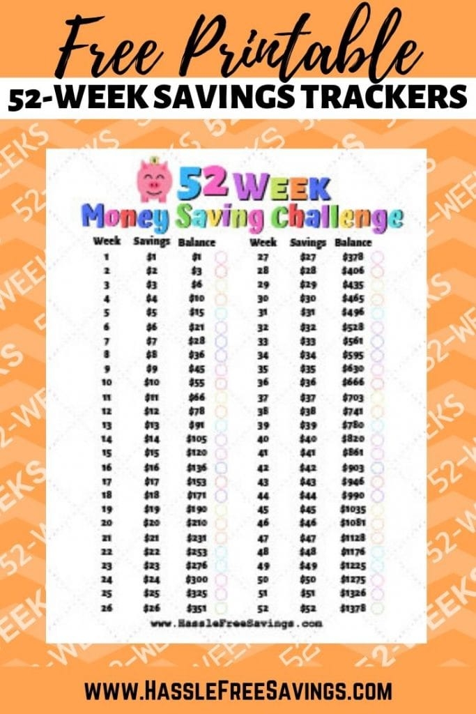 52 Week Savings Challenge Free Printable