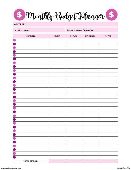 6 Free Printable Monthly Budget Planner Worksheets Library