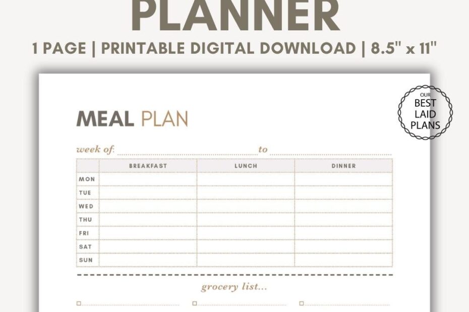 7 Day Family Meal Plan Printable Weekly Food Planner Weekly Family