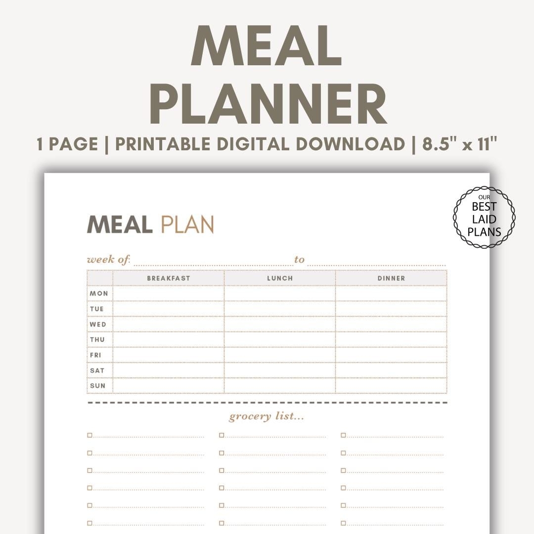 7 Day Family Meal Plan Printable Weekly Food Planner Weekly Family 