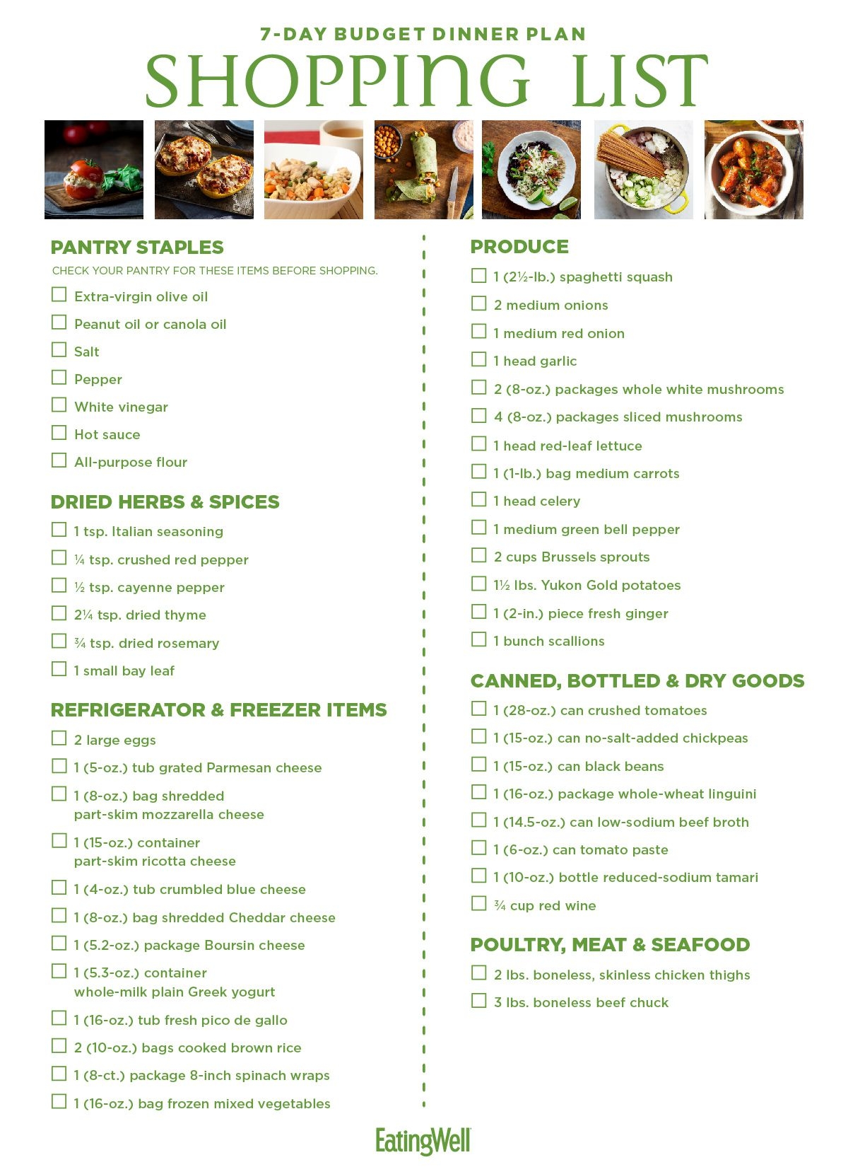 7 Day Family Meal Plan With Shopping List