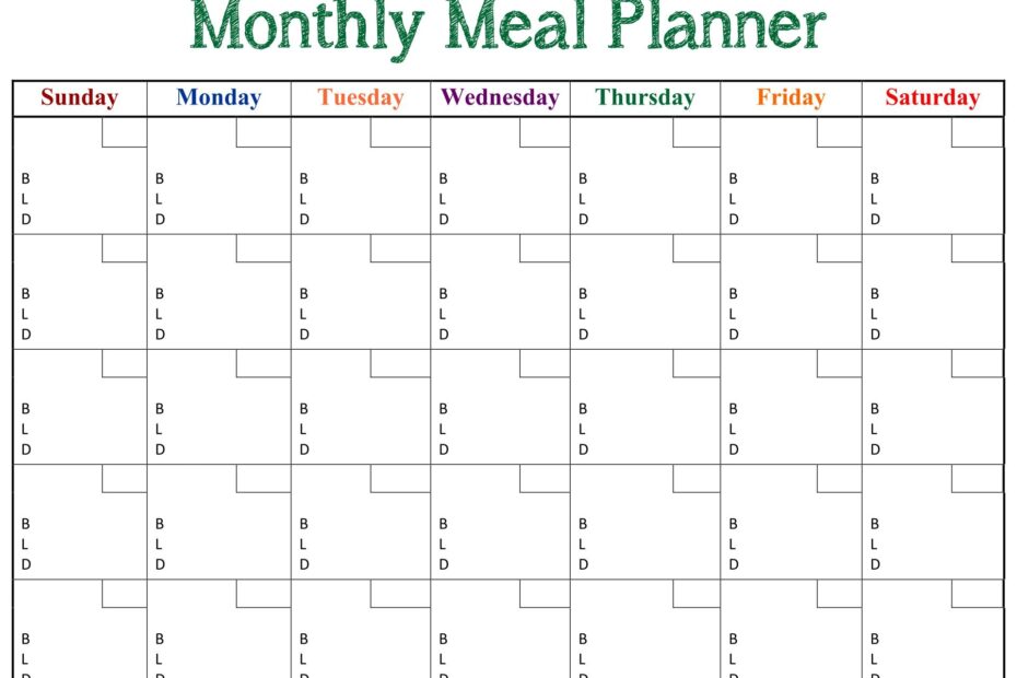 8 Best Printable Monthly Dinner Planner Printablee PrintableDietPlan