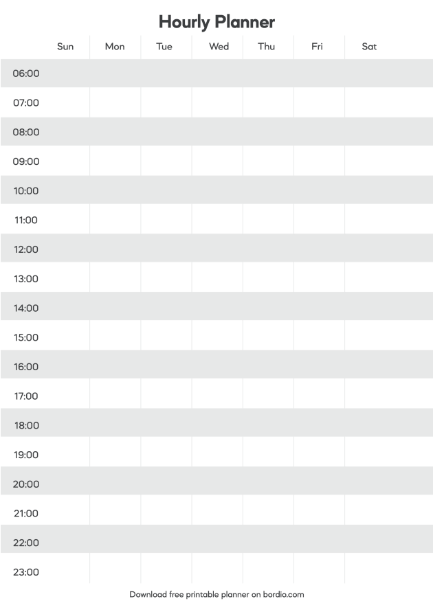 8 Hourly Planner Printable Templates Download In PDF For Free