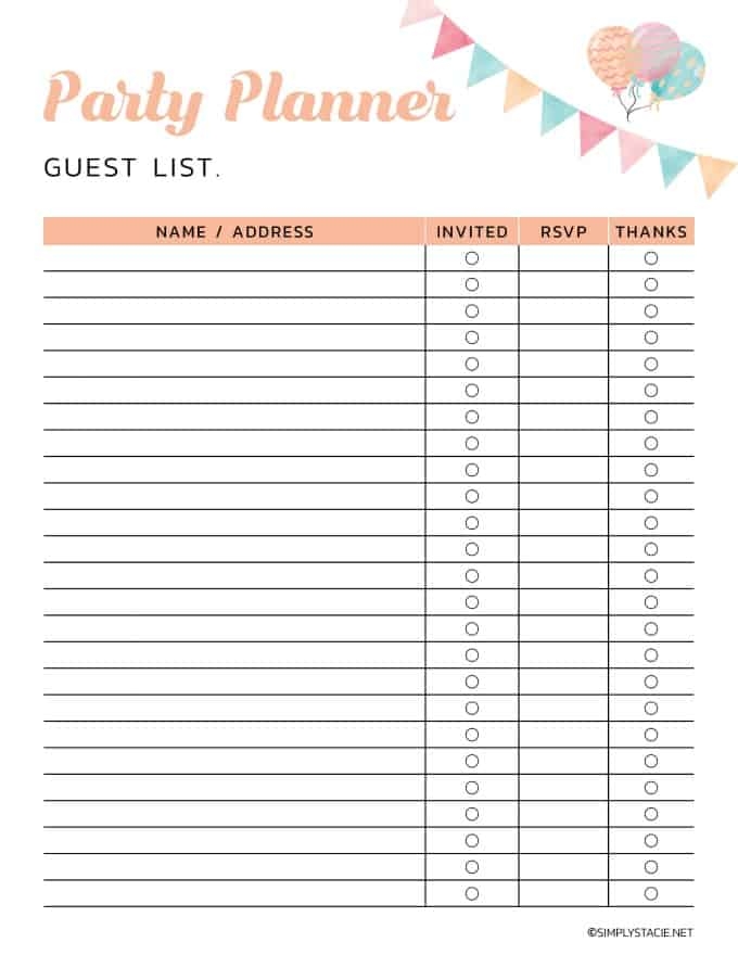 9 Free Party Planning Printables To Keep You Organized Simply Stacie