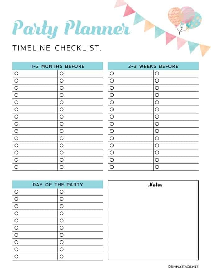 9 Free Party Planning Printables To Keep You Organized Simply Stacie