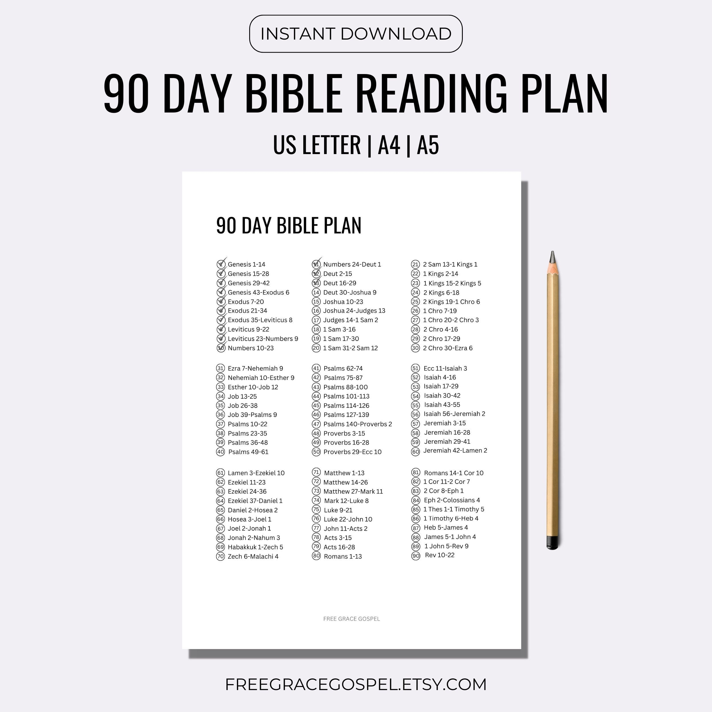 90 Day Bible Reading Plan Bible Plan Printable Start To Etsy