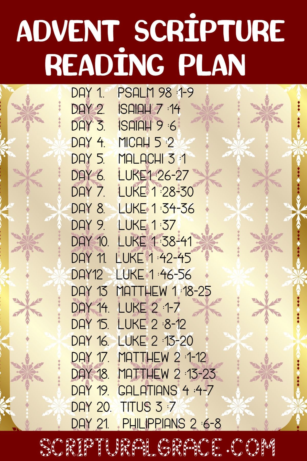 Advent Scripture Reading Plan With Snowflakes