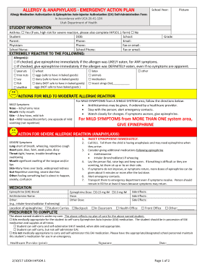 Allergy And Anaphylaxis Emergency Plan Form AirSlate SignNow