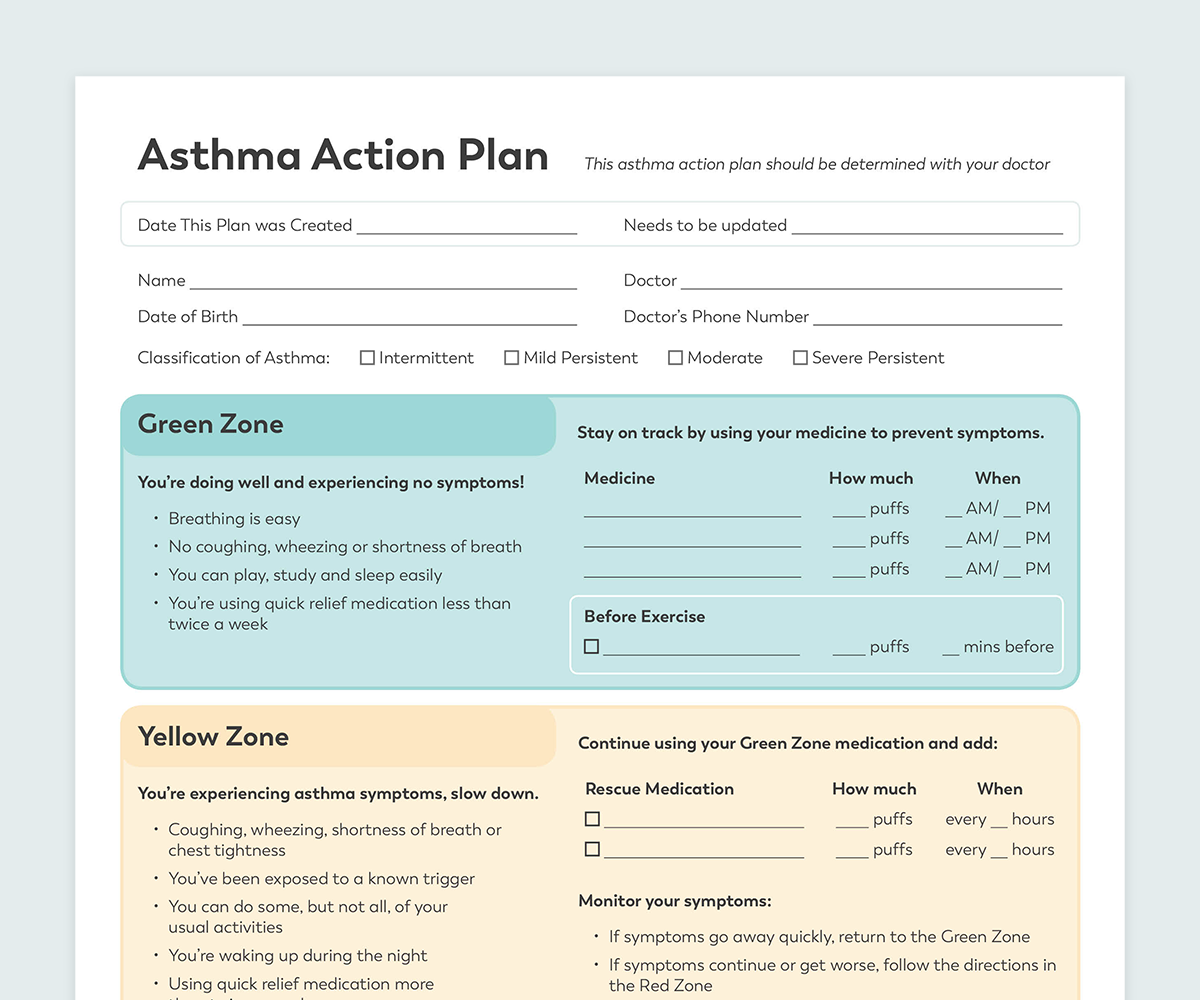 Asthma Action Plan Printable