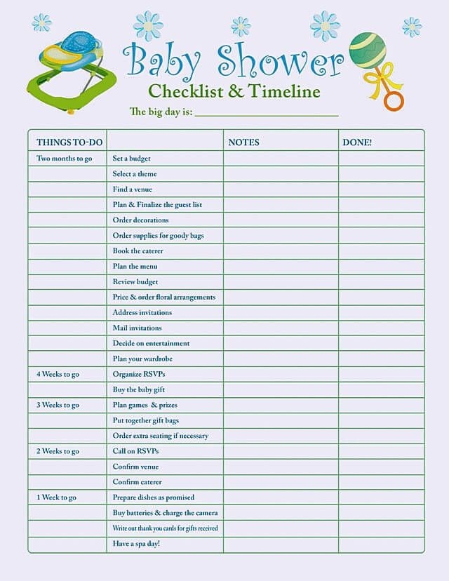 Baby Shower Planning Checklist Template Baby Shower Checklist Planning 