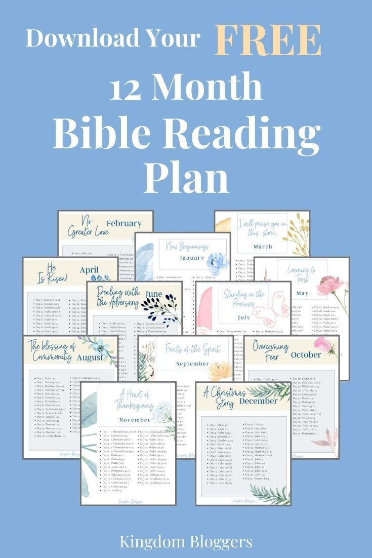 Beginner 12 Month Bible In A Year Reading Plan Printable Minimalist 