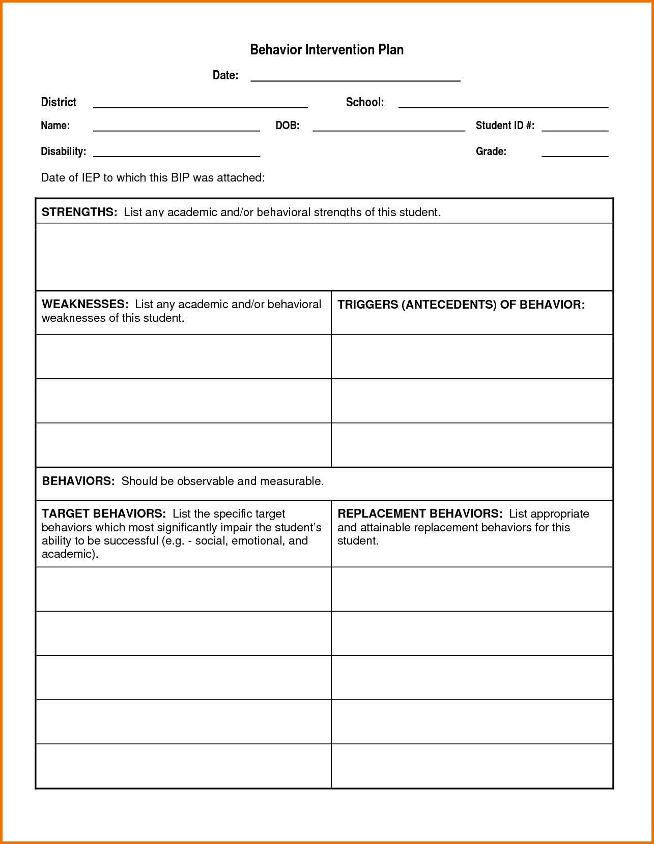 Behaviour Management Plan Template Social Media Template