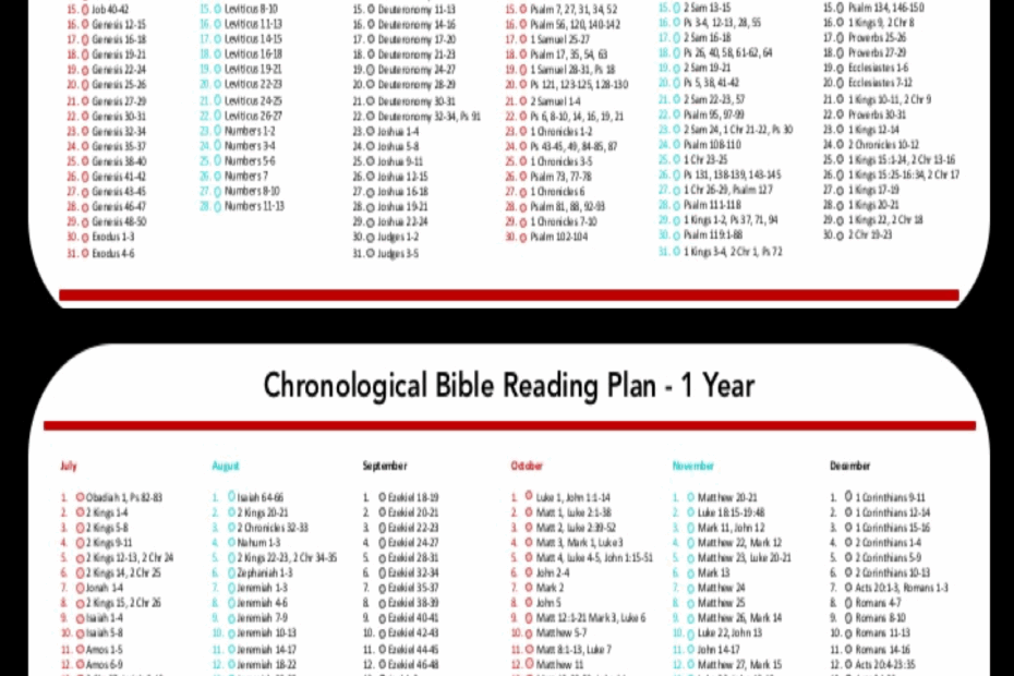 Bible Reading Plan 1 Year Printable