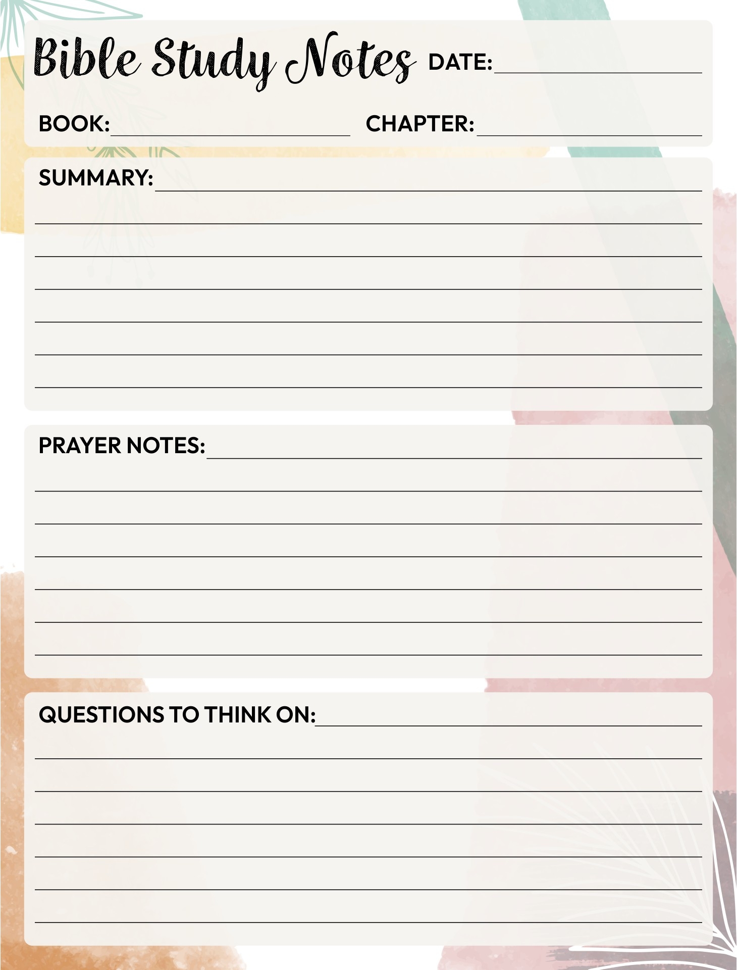 Bible Study Notes 10 Free PDF Printables Printablee