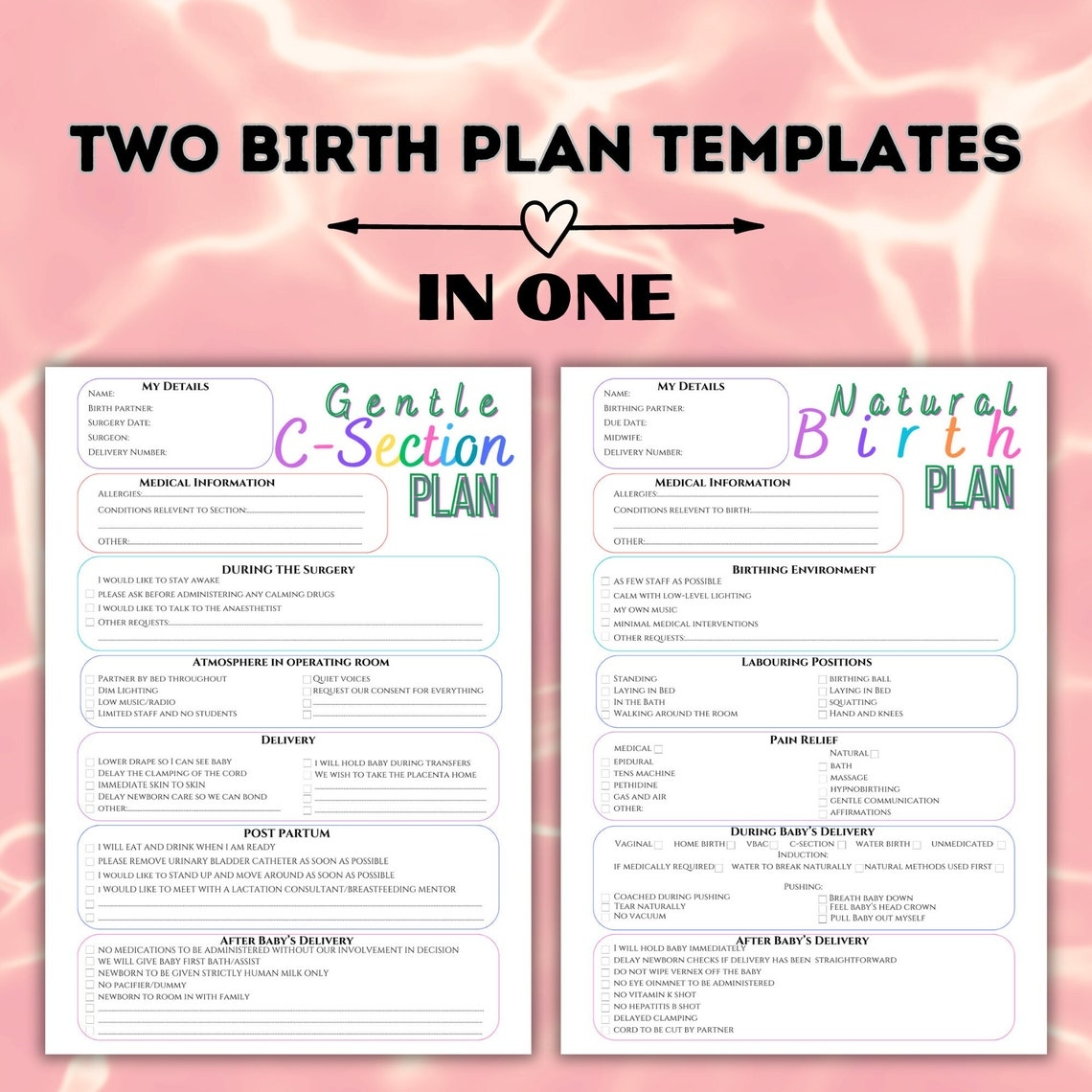Birth Plan Template Printable Editable Gentle C Section Birth Plan 