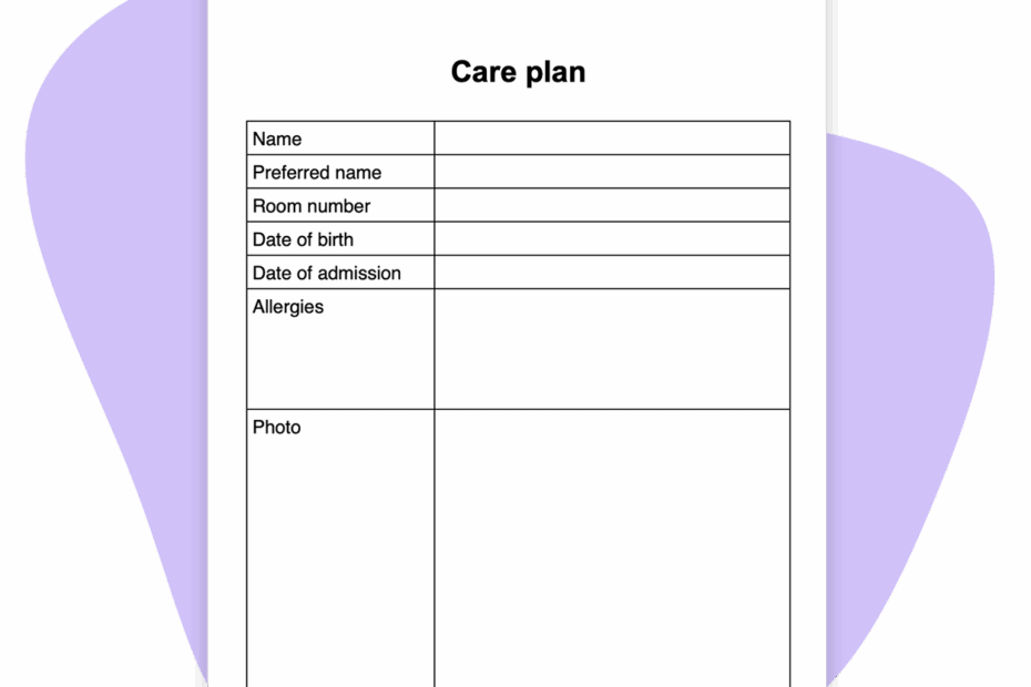 Blank Printable Care Plan Template Free Printable