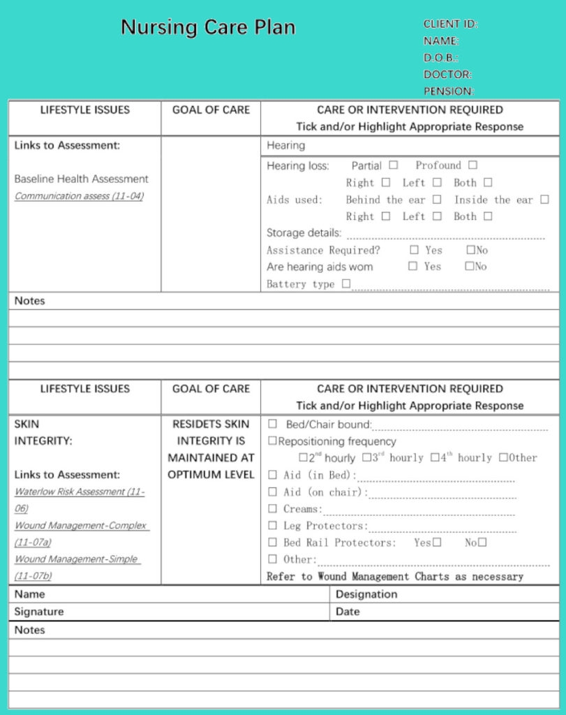 Blank Printable Care Plan Template Printable Form Templates And Letter