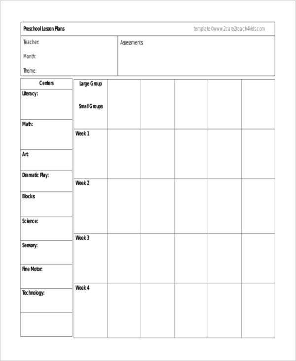 Blank Printable Monthly Lesson Plan Template Printable Lesson Plans