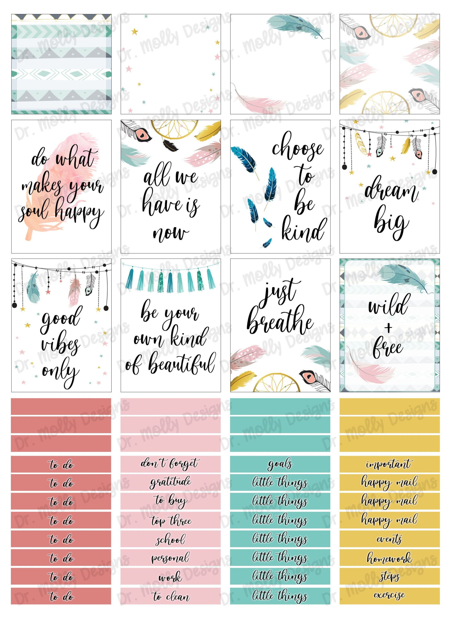 Boho Quotes Printable Weekly Planner Stickers Printable Etsy In 2020 