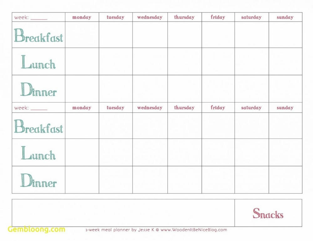Breakfast Lunch Dinner Meal Plan Printable