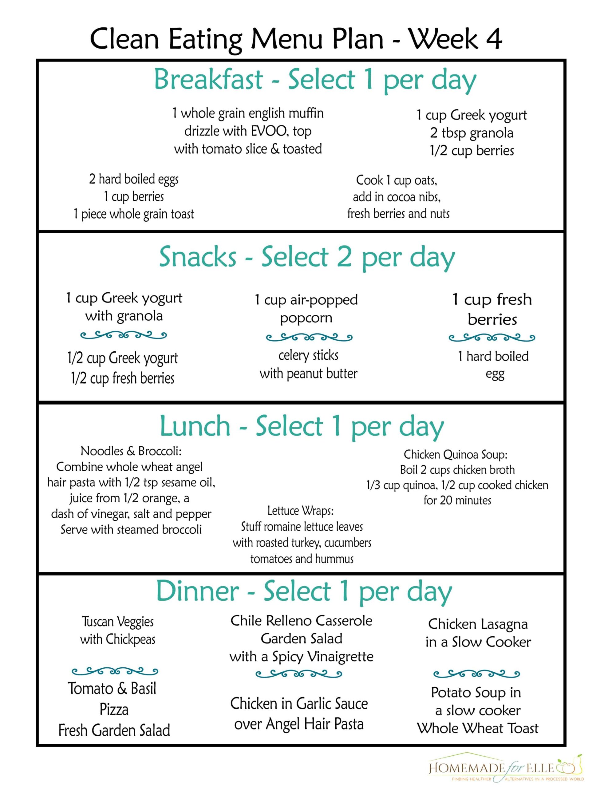Breakfast Lunch Dinner Meal Plan Printable