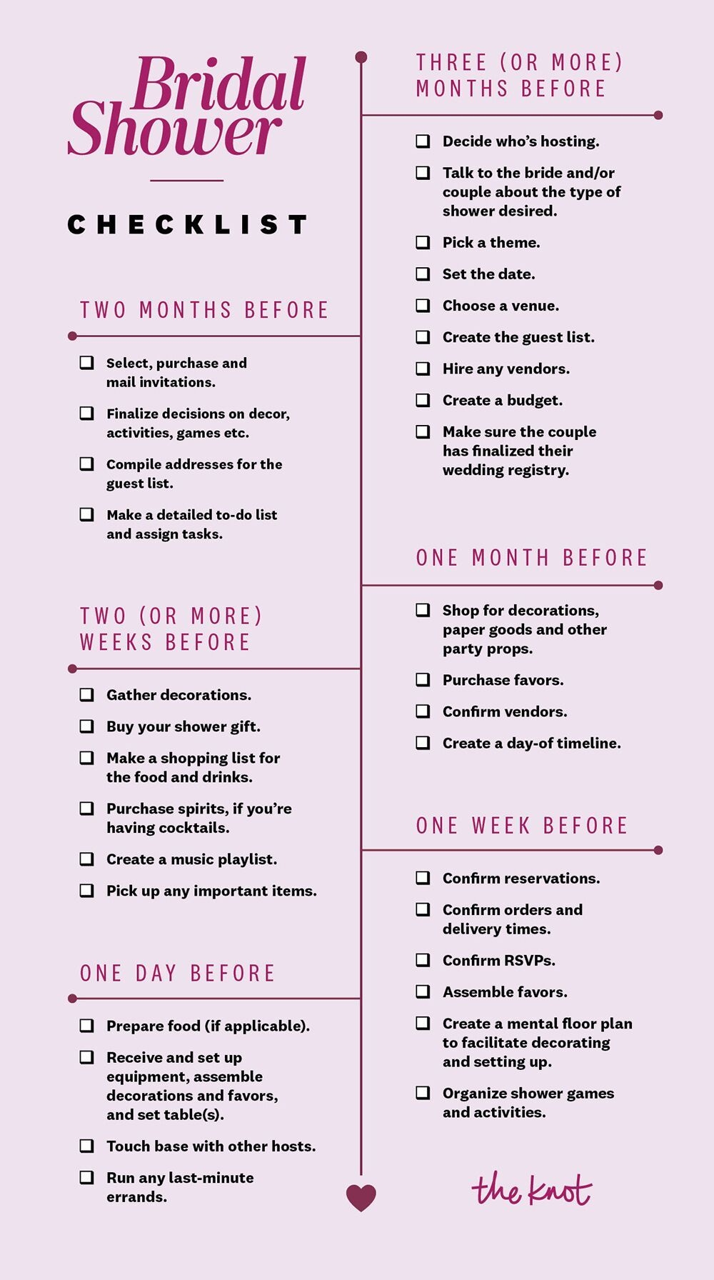 Bridal Shower Checklist Printable Calendar Productivity Hacks