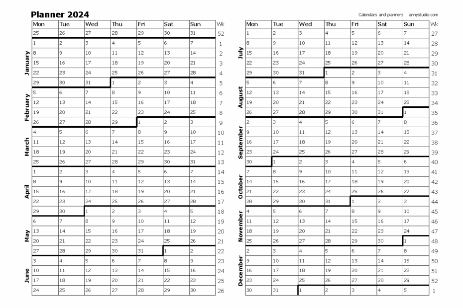 Calendar 2024 Printable Planner Printable Calendar 2024