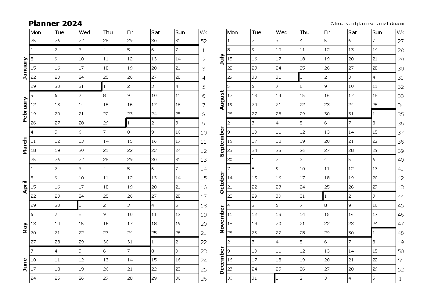Calendar 2024 Printable Planner Printable Calendar 2024