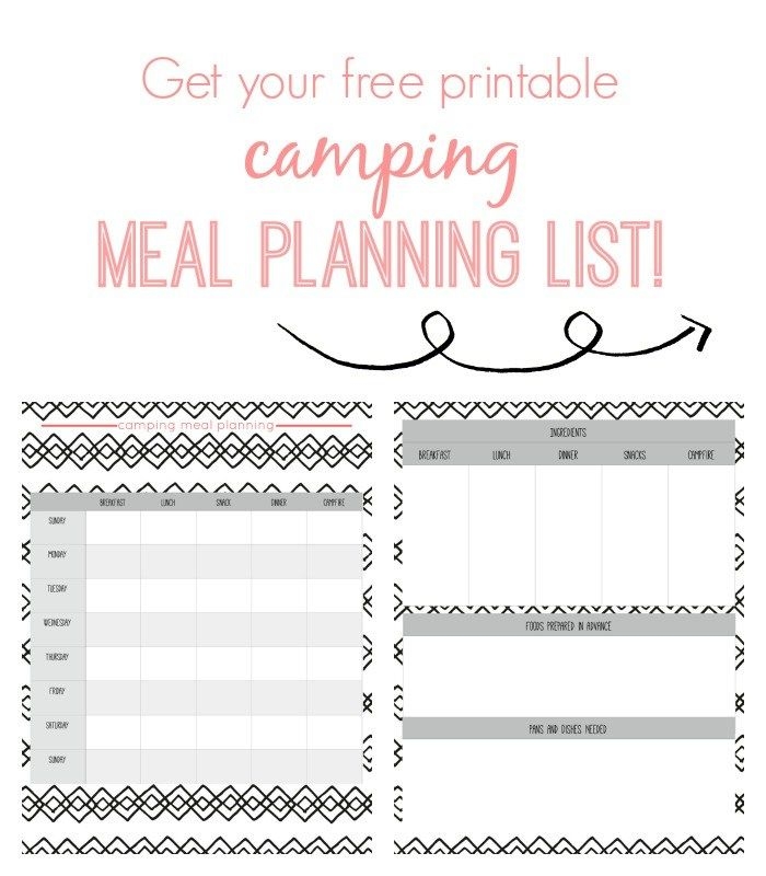 Camping Meal Plan Printable Printable Word Searches