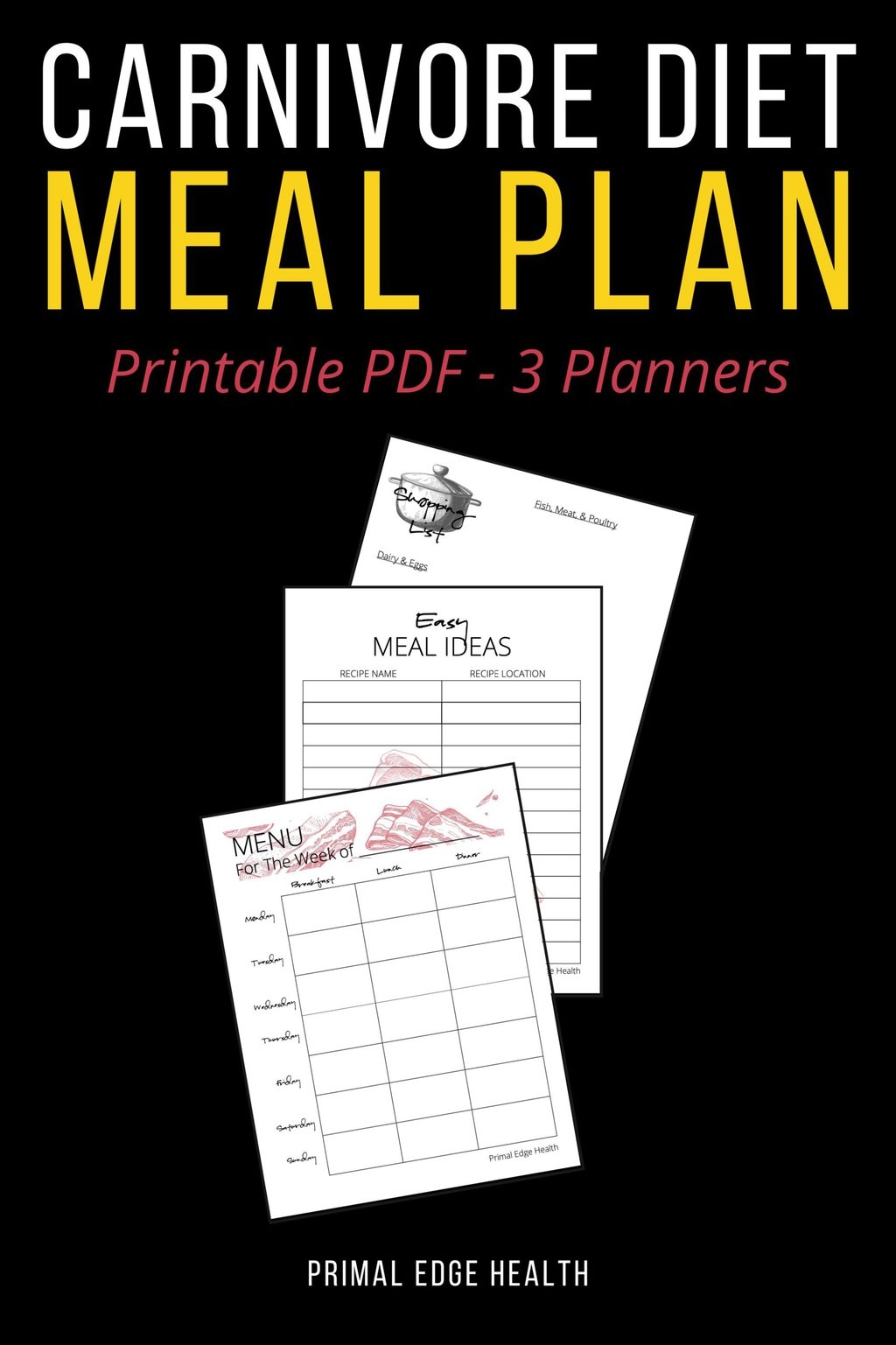 Carnivore Diet Meal Planner Printable 